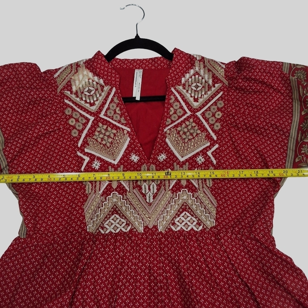 Anthropologie~Keira~Embroidered Red~ Peplum Blouse~Bohemian Boho~Hippie~ US2 UK6 - Picture 10 of 11